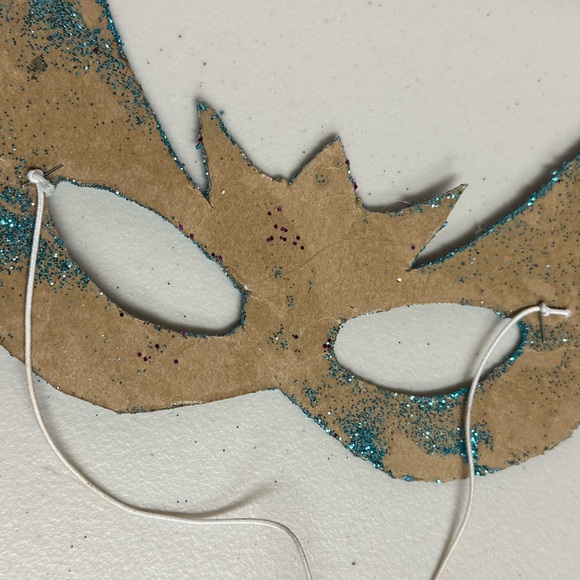 Glittered Turquoise Masquerade Face Mask - Picture 5 of 9